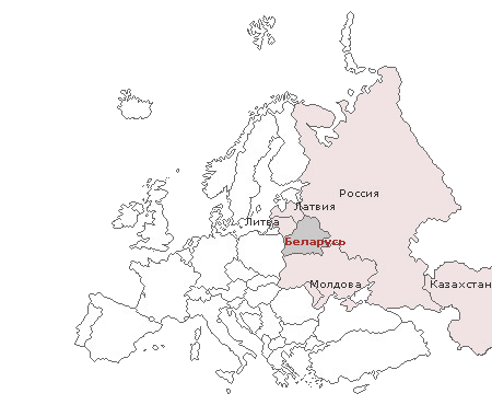 Беларусь на карте Европы